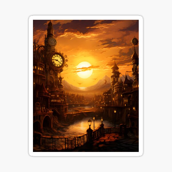 Item preview, Steampunk Cityscape | Sketch designed and sold by Shirtastically.