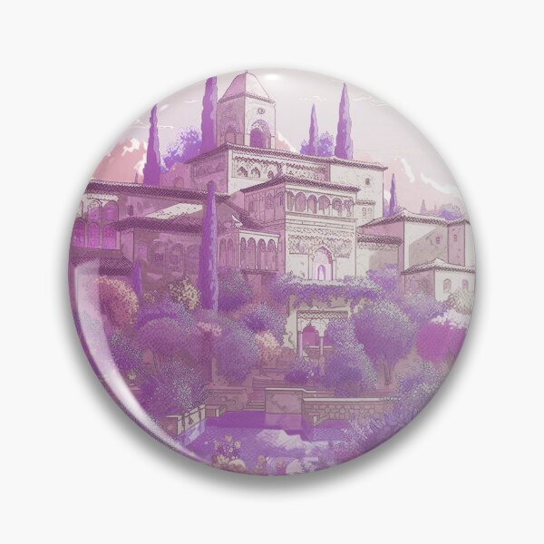 Item preview, The Alhambra, Granada, Spain, Lavender, AI Generated Art - A Famous Monument of Islamic Architecture designed and sold by studioSharonKay.
