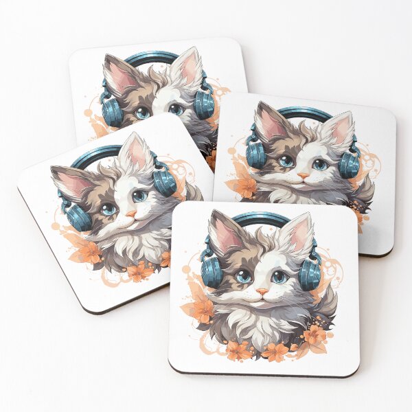 Item preview, Cute cat wearing headphones designed and sold by Brandbold.