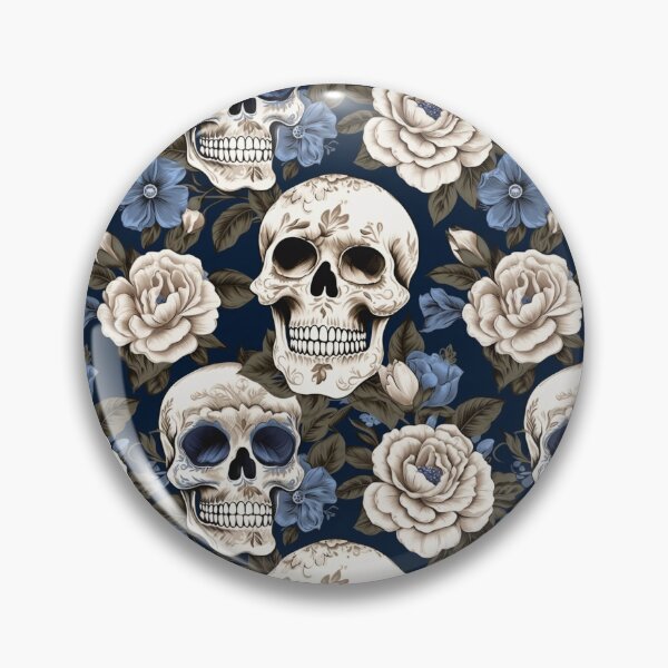 Item preview, Groovy Smiling Skull Boho Flower pattern designed and sold by ElLocoMus.