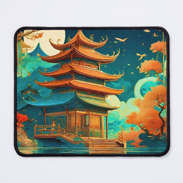 Item preview, Japanese Ukiyo-e Pagoda Folk Art Seamless Tile designed and sold by stevepmp.