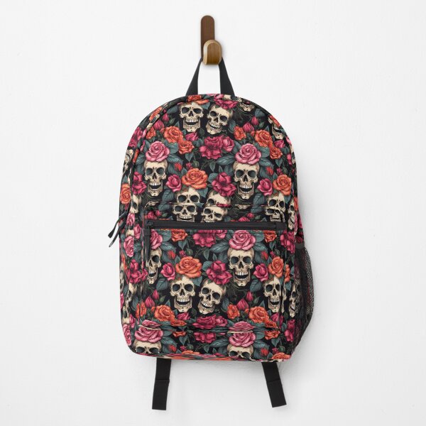Item preview, Groovy Smiling Skull Boho Floral pattern designed and sold by ElLocoMus.