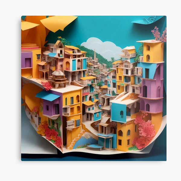 Item preview, Vibrant Favela Papercut: A Burst of Brazilian Culture designed and sold by Ceemko's Vintage Corner.