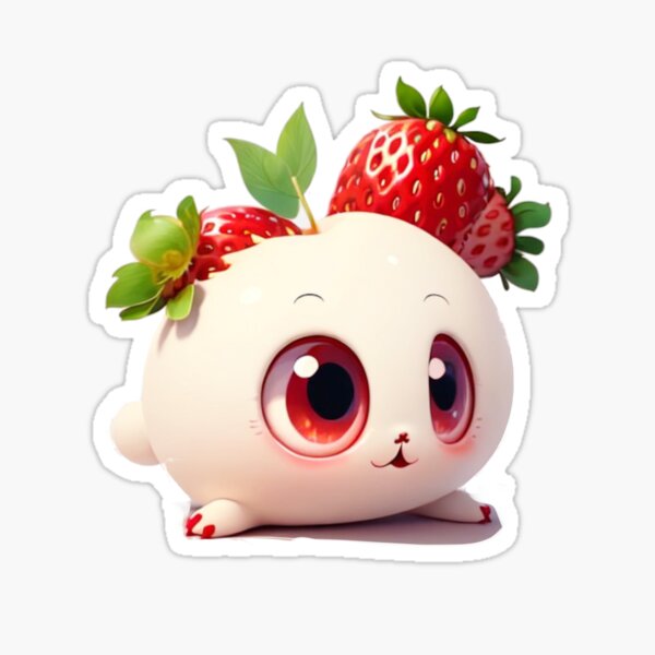 Cute Strawberry Sticker - hollymarshmallow