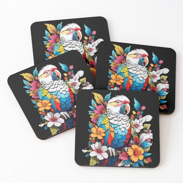 Item preview, Beautiful Parrot with colorful Flowers designed and sold by DigitalEmporio.