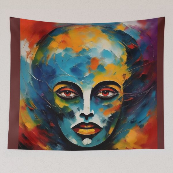 Item preview, Face mask in color oil brush painting designed and sold by JaroDesign2023.
