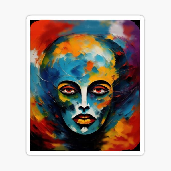 Item preview, Face mask in color oil brush painting designed and sold by JaroDesign2023.