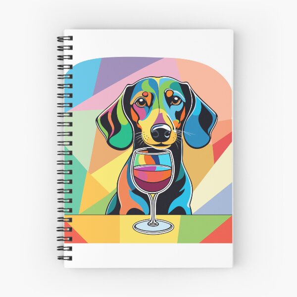 Item preview, cute dachshund and a glas of wine retro disco colorful design designed and sold by Leivenaar.