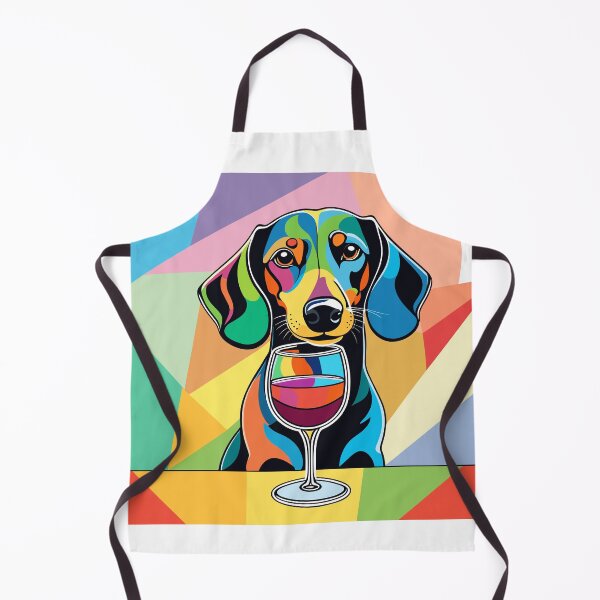 Item preview, cute dachshund and a glas of wine retro disco colorful design designed and sold by Leivenaar.