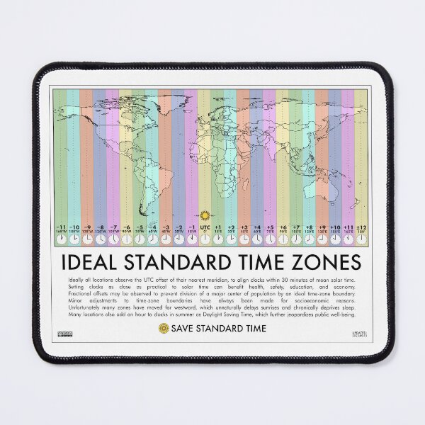Item preview, “Ideal Standard Time Zones” World Map designed and sold by Save Standard Time.