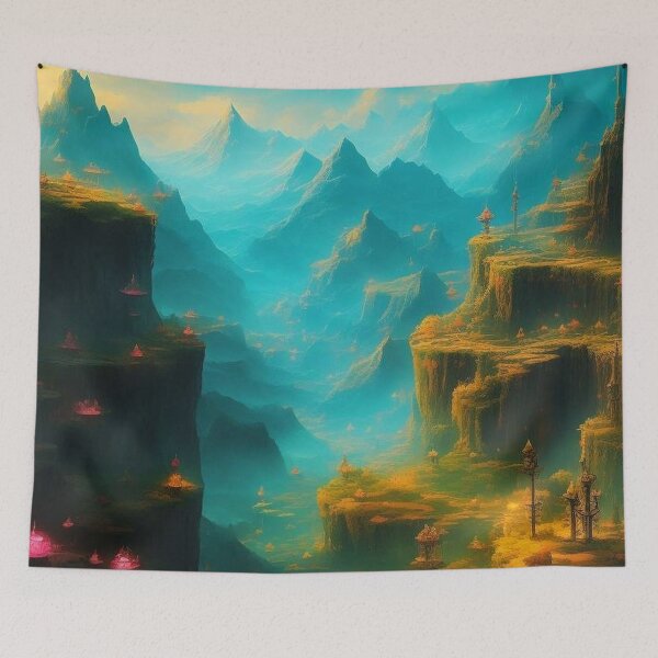 Item preview, Mountain range in fog rock walls designed and sold by JaroDesign2023.