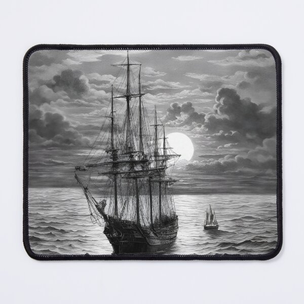 Item preview, The tall-masted ship sets down anchor in the moonlit ocean. designed and sold by Zen-Hues.
