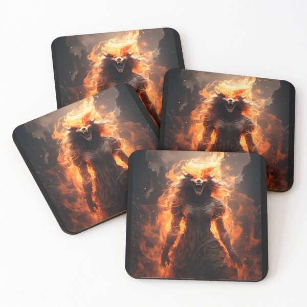Item preview, Flaming werewolf at Halloween in the style of hauntingly beautiful and gritty horror designed and sold by AI-Only Creations.