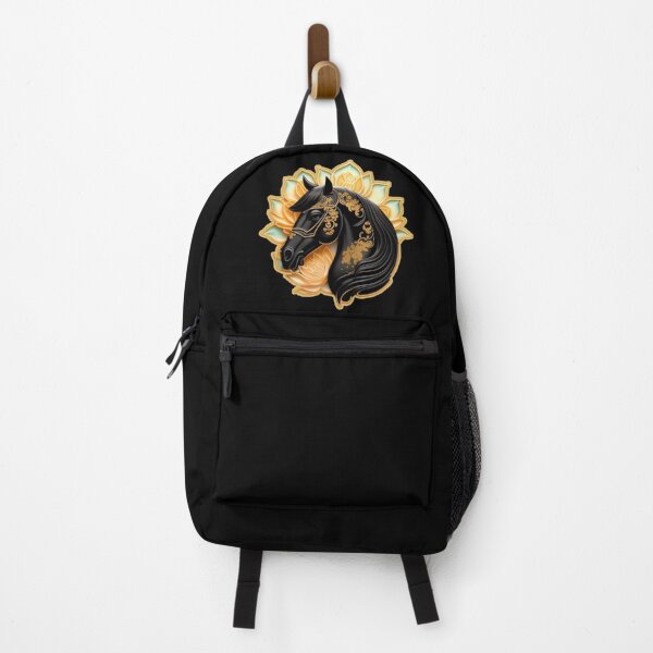 Item preview, Black horse and orange lotus designed and sold by Roxburylane.