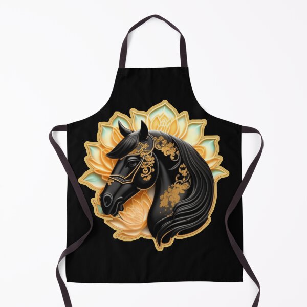 Item preview, Black horse and orange lotus  designed and sold by Roxburylane.