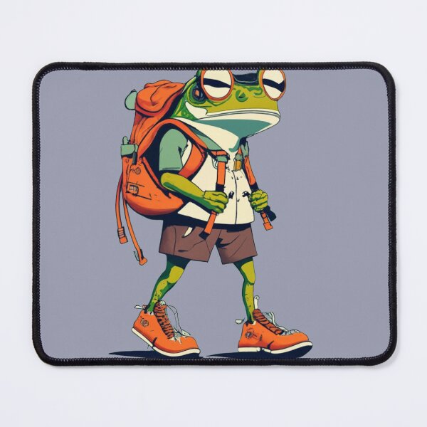 Item preview, Funny Green Frog Hiking Cartoon designed and sold by Nature's Fancy.
