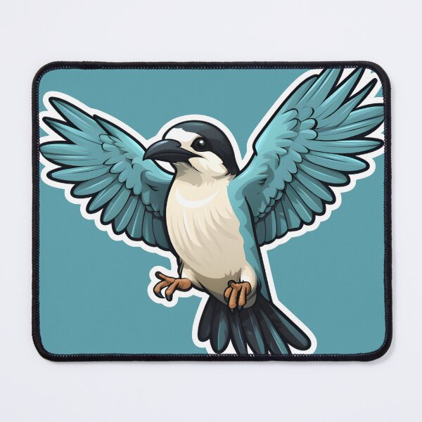 Item preview, Butcherbird with open blue wings designed and sold by GediaPrints.