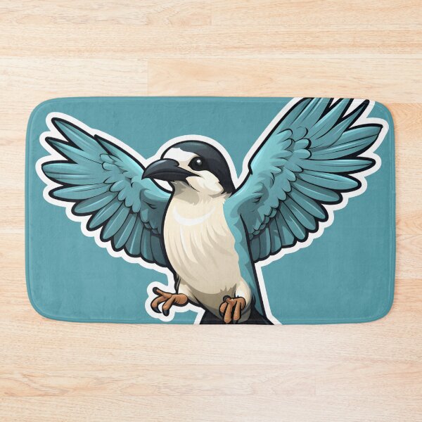 Item preview, Butcherbird with open blue wings designed and sold by GediaPrints.