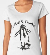 Cute Penguin with Tie - Suited and Booted Women's Premium T-Shirt