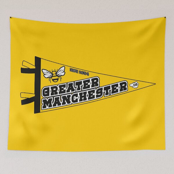 Item preview, Greater Manchester Sports Varsity Pennant 1974 bee designed and sold by jimmy-digital.