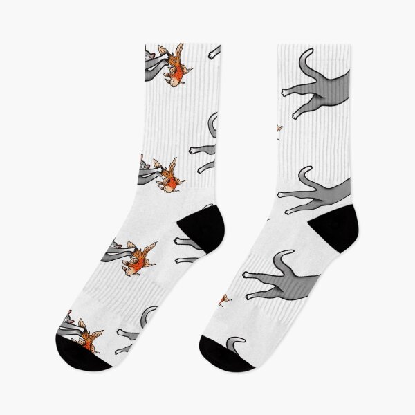 Item preview, Cute Grey Cat Catching A Goldfish designed and sold by gabbynrodriguez.