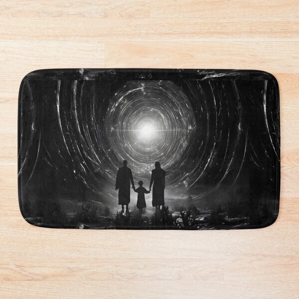 Item preview, A family walking towards a light showing tunnel in the style of cosmic symbolism designed and sold by AI-Only Creations.