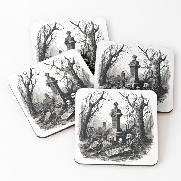 Item preview, Spooky Graveyard Vintage Antique Victorian Old Fashioned Illustrated Style designed and sold by Geeknip.