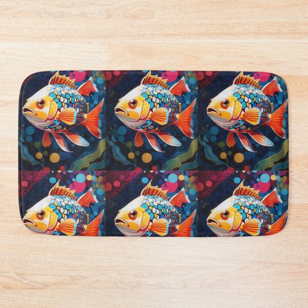 Item preview, Koi Fish pond of spotted cod fish carp in bright colors water designed and sold by sosmod1.