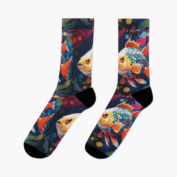 Item preview, Koi Fish pond of spotted cod fish carp in bright colors water designed and sold by sosmod1.
