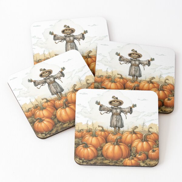 Item preview, Halloween Scarecrow and Pumpkins Vintage Antique Victorian Old Fashioned Illustrated Style designed and sold by Geeknip.