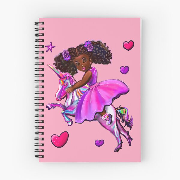 Item preview, African American Princess on a unicorn pony - black girl with curly afro hair on a horse. Black princess designed and sold by Artonmytee.