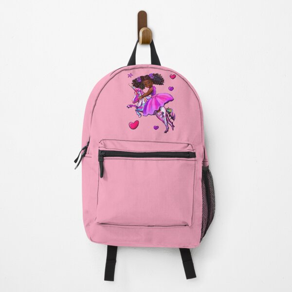 Item preview, African American Princess on a unicorn pony - black girl with curly afro hair on a horse. Black princess designed and sold by Artonmytee.
