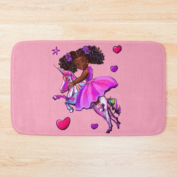 Item preview, African American Princess on a unicorn pony - black girl with curly afro hair on a horse. Black princess designed and sold by Artonmytee.