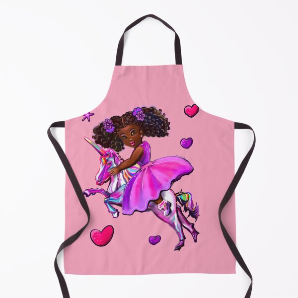 Item preview, African American Princess on a unicorn pony - black girl with curly afro hair on a horse. Black princess designed and sold by Artonmytee.