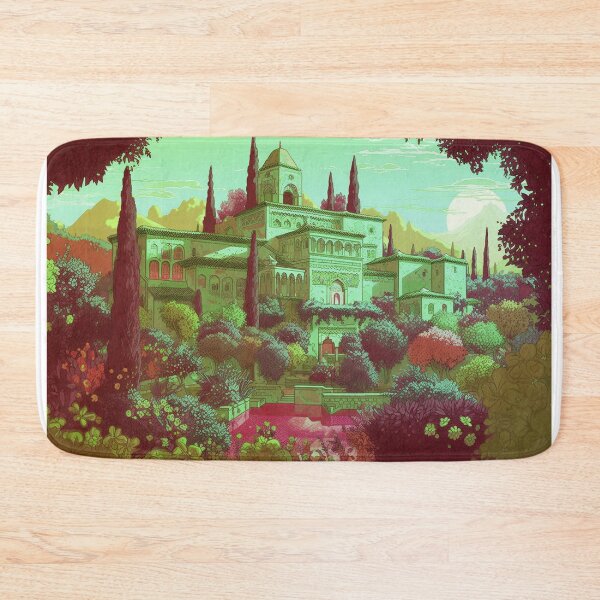 Item preview, The Alhambra, Granada, Spain, Verde, AI Generated Art - A Famous Monument of Islamic Architecture designed and sold by studioSharonKay.
