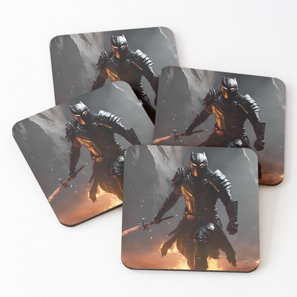 Item preview, Metallic Black Armor Knight Determined and Angry with Fire in Cave designed and sold by kenix73.