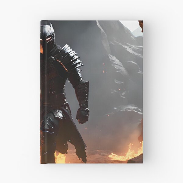 Item preview, Metallic Black Armor Knight Determined and Angry with Fire in Cave designed and sold by kenix73.