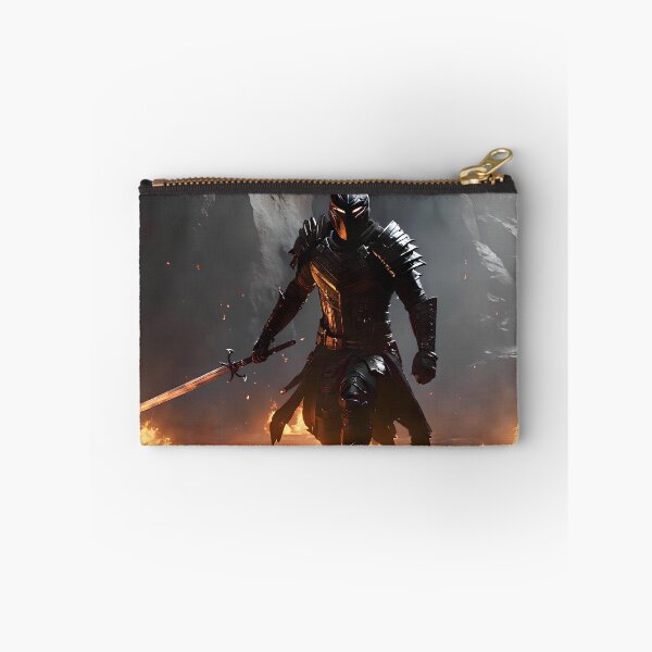 Item preview, Metallic Black Armor Knight Determined and Angry with Fire in Cave designed and sold by kenix73.
