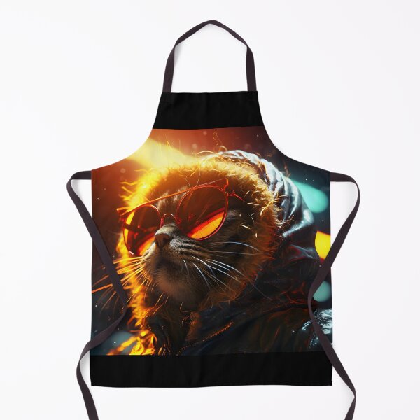Item preview, A streetcat with sunglasses and a fur hood in the style of glowing colors and neon-lit realism designed and sold by AI-Only Creations.
