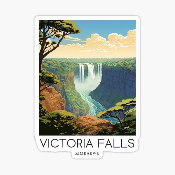 Item preview, A Pop Art Travel Print of Victoria Falls - Zambia / Zimbabwe designed and sold by StudioRedKoala.