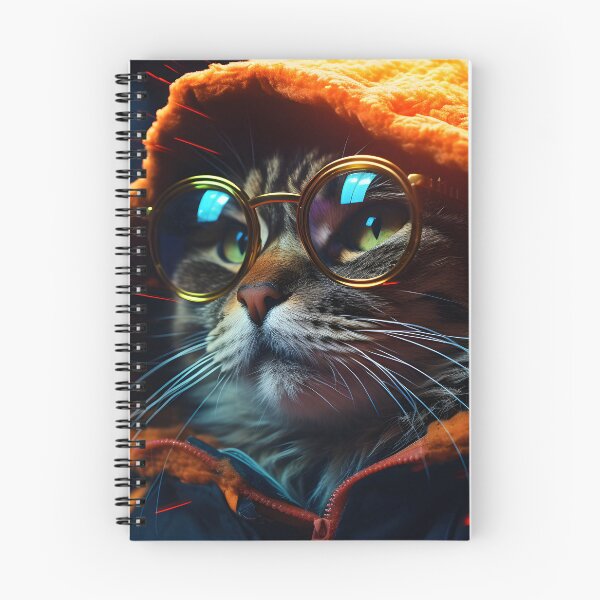 Item preview, A streetcat as energetic street artist wearing a hoodie and glasses in the style of vivid street scenes designed and sold by AI-Only Creations.