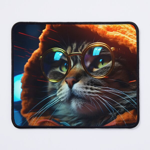 Item preview, A streetcat as energetic street artist wearing a hoodie and glasses in the style of vivid street scenes designed and sold by AI-Only Creations.