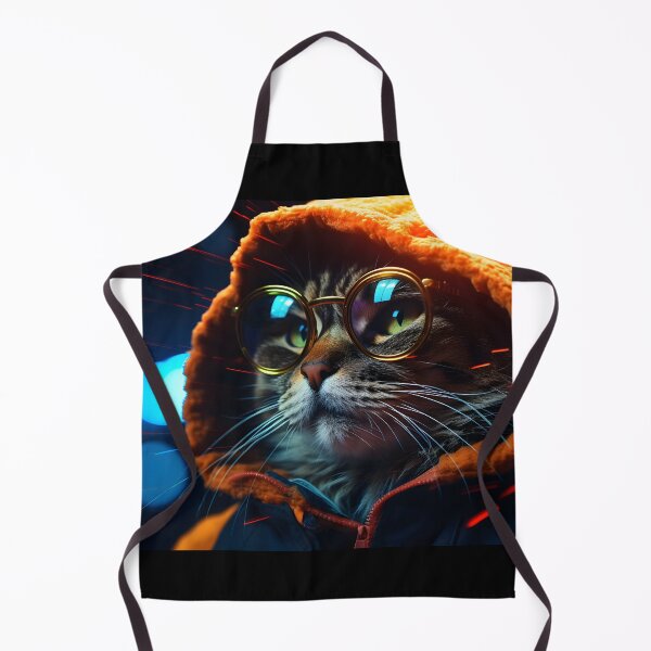 Item preview, A streetcat as energetic street artist wearing a hoodie and glasses in the style of vivid street scenes designed and sold by AI-Only Creations.