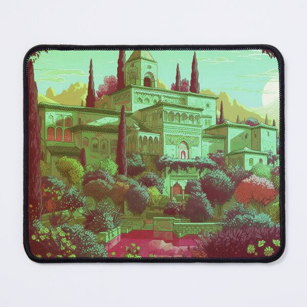 Item preview, The Alhambra, Granada, Spain, Verde, AI Generated Art - A Famous Monument of Islamic Architecture designed and sold by studioSharonKay.