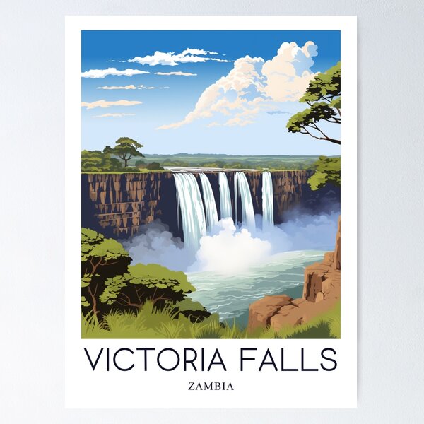 Item preview, A Pop Art Travel Print of Victoria Falls - Zambia / Zimbabwe designed and sold by StudioRedKoala.