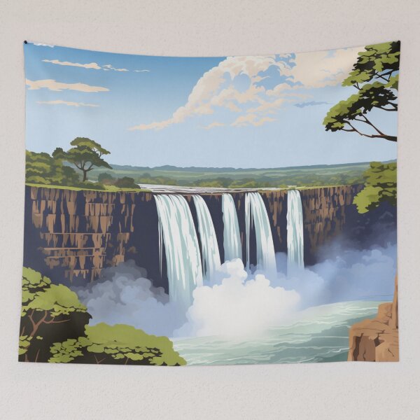 Item preview, A Pop Art Travel Print of Victoria Falls - Zambia / Zimbabwe designed and sold by StudioRedKoala.