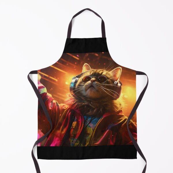 Item preview, A groovy DJ streetcat with headphones and sunglasses in the style of cyberpunk imagery designed and sold by AI-Only Creations.