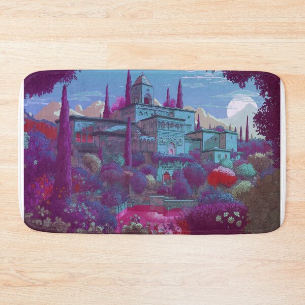 Item preview, The Alhambra, Granada, Spain, Azul-morado, AI Generated Art - A Famous Monument of Islamic Architecture designed and sold by studioSharonKay.