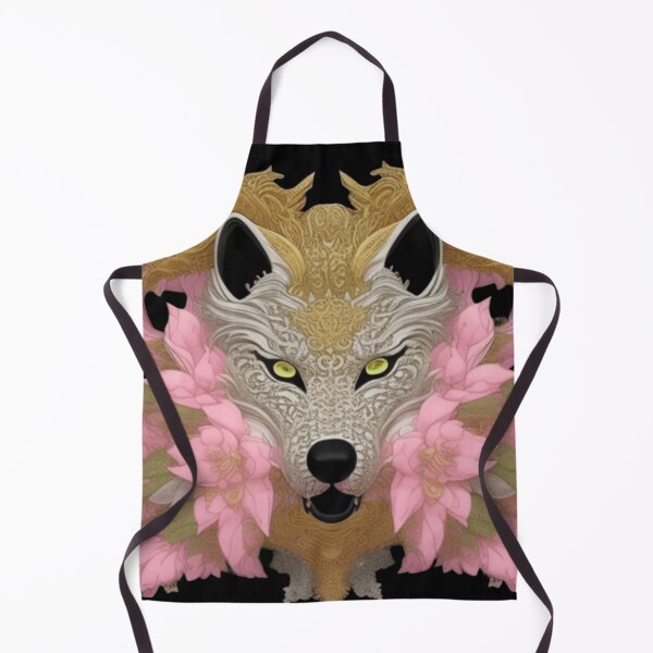 Item preview, Grey wolf and pink flowers  designed and sold by Roxburylane.