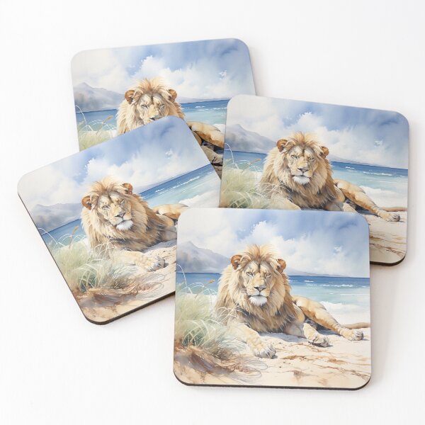 Item preview, Beachside Majesty: Watercolor Lion Lounging designed and sold by MSMMart.